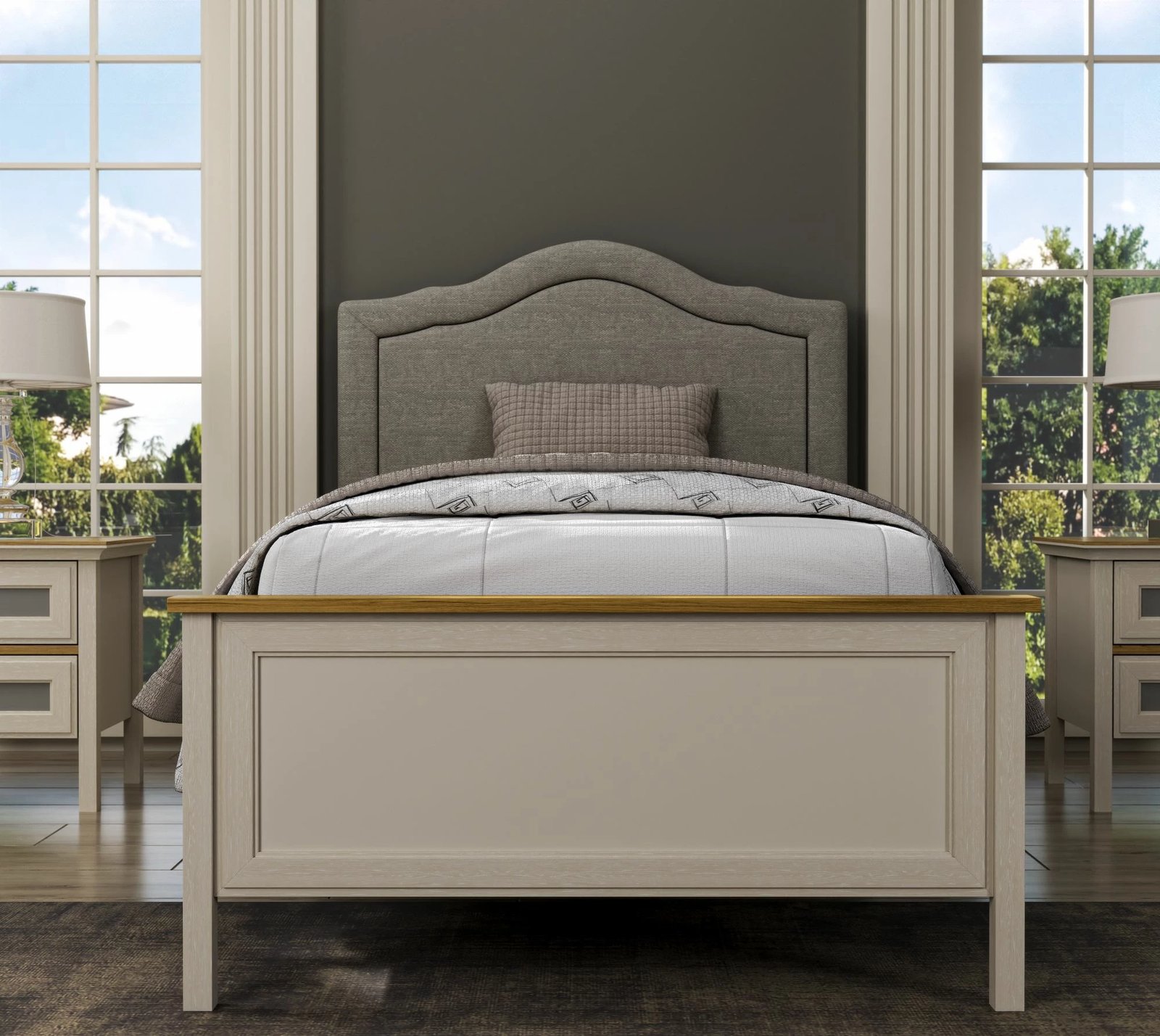 Krevat teke Skye Decor, krem, lis, gri, FRN-21018