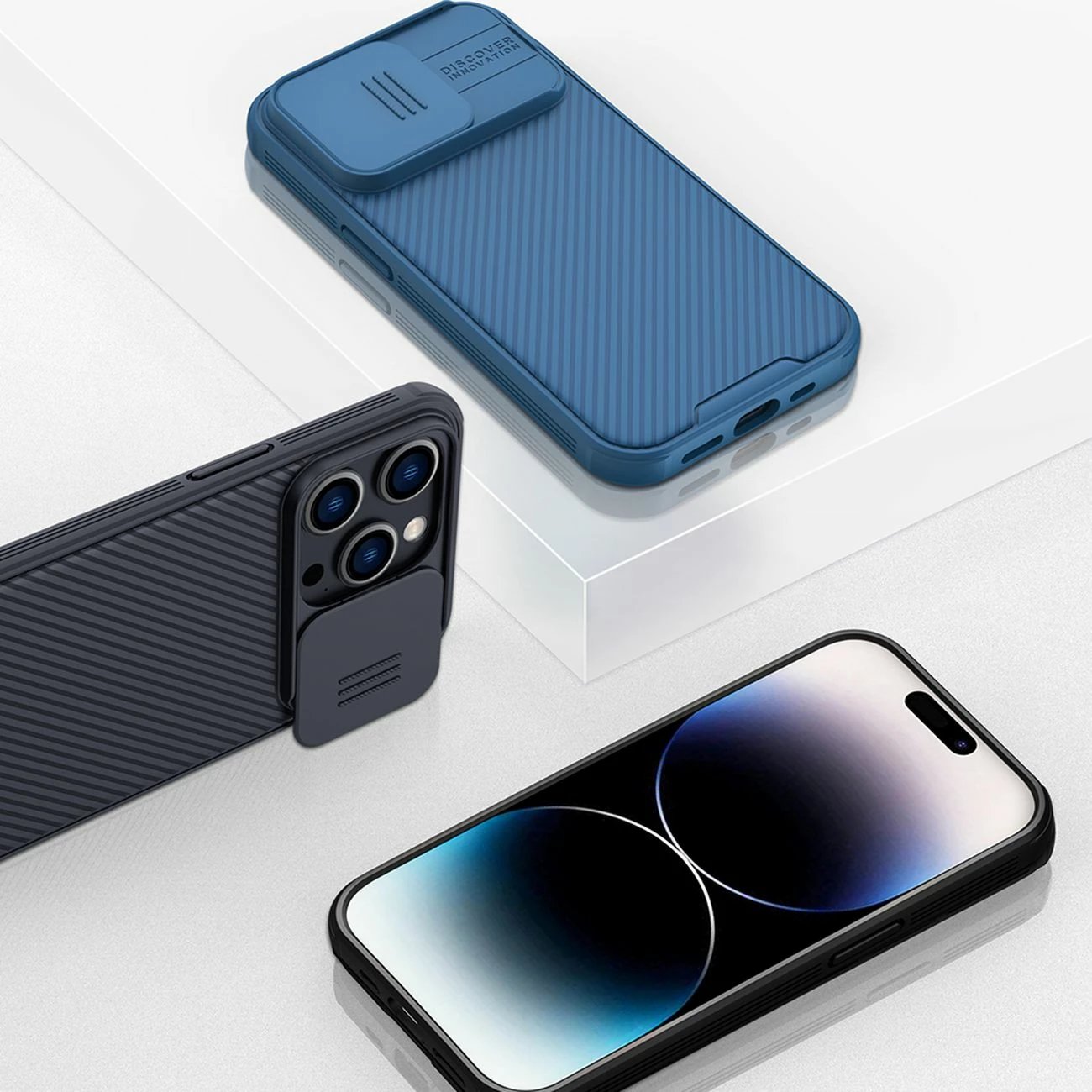 Mbështjellës Nillkin CamShield Pro Magnetic për iPhone 14 Pro Max, MagSafe, mbrojtje kamerës, Blu