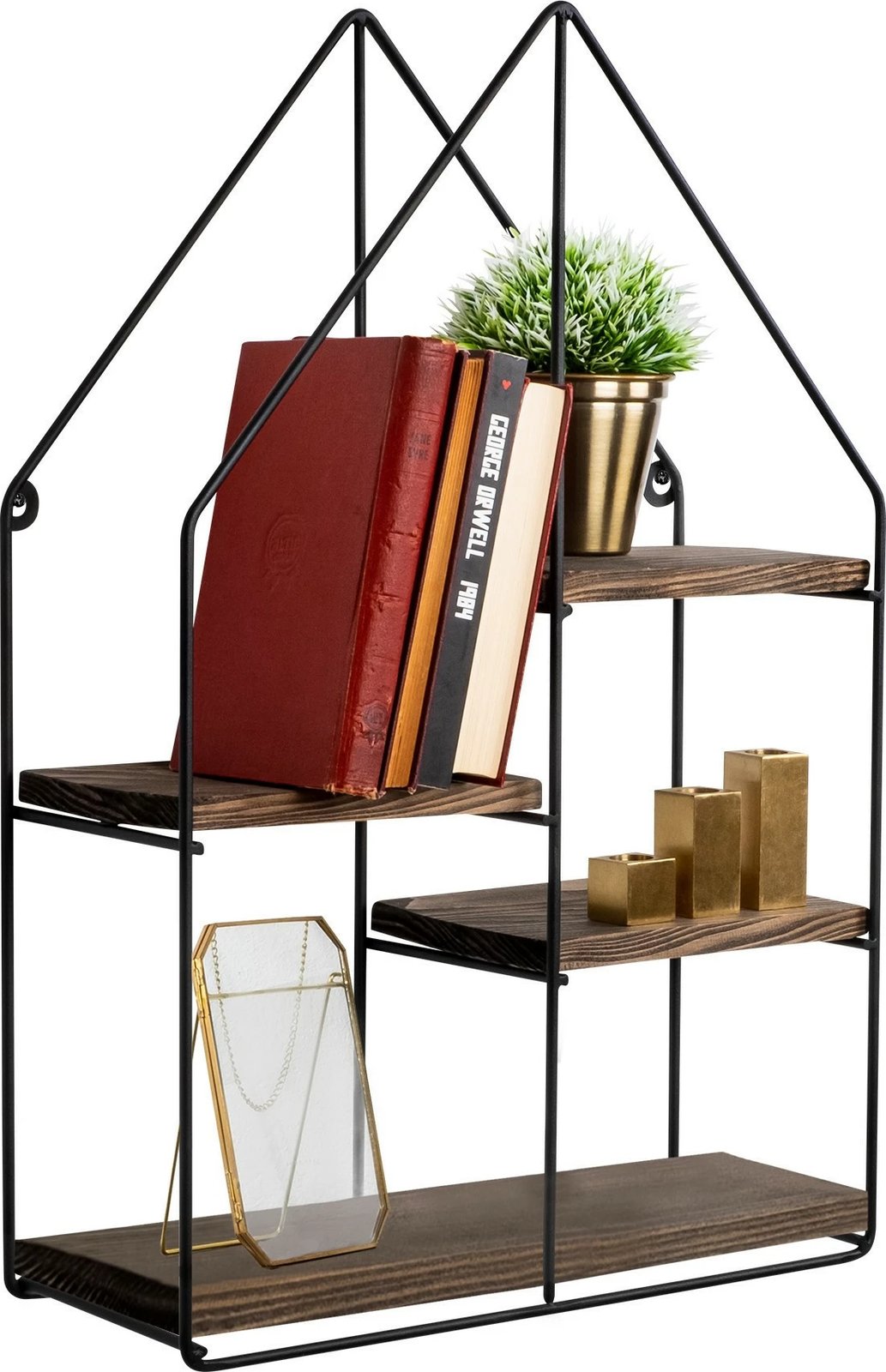 Raft muri Skye Decor, ngjyrë e zezë dhe arre, Lilium