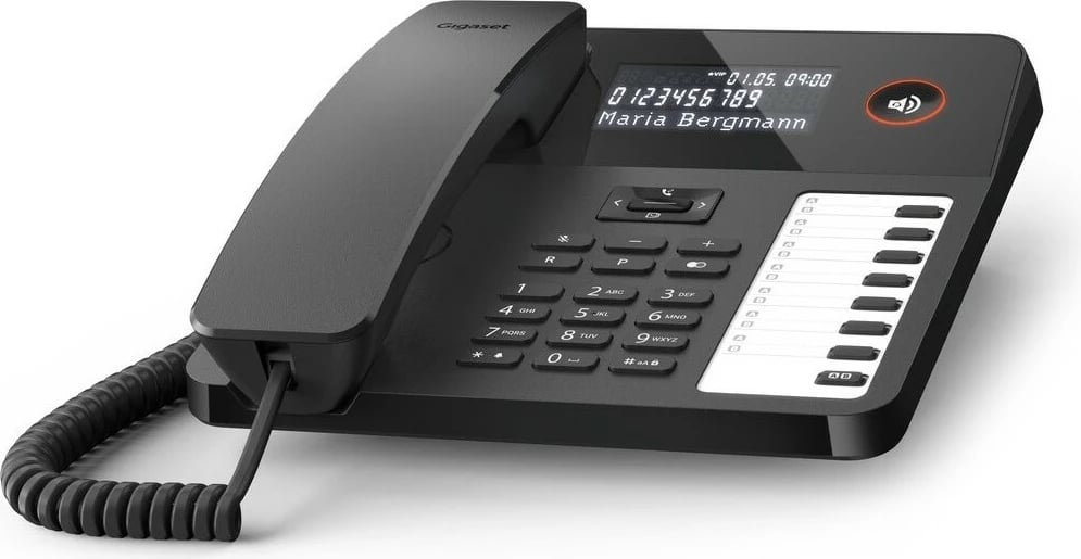 Telefon fiks Gigaset DESK 600, analog, 100 kontakte, ekran LCD, i zi