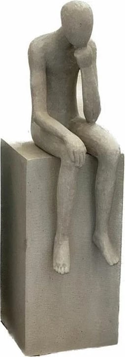 Figurë dekorative Thinking Man, gur artificial, ngjyrë bezhë, 23x15x53cm