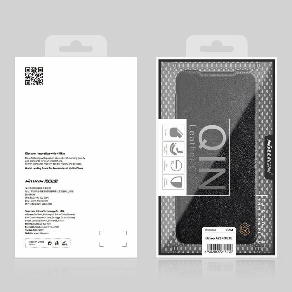 Mbështjellës Nillkin Qin për Samsung Galaxy A22 4G, lëkurë ekologjike, Kafe