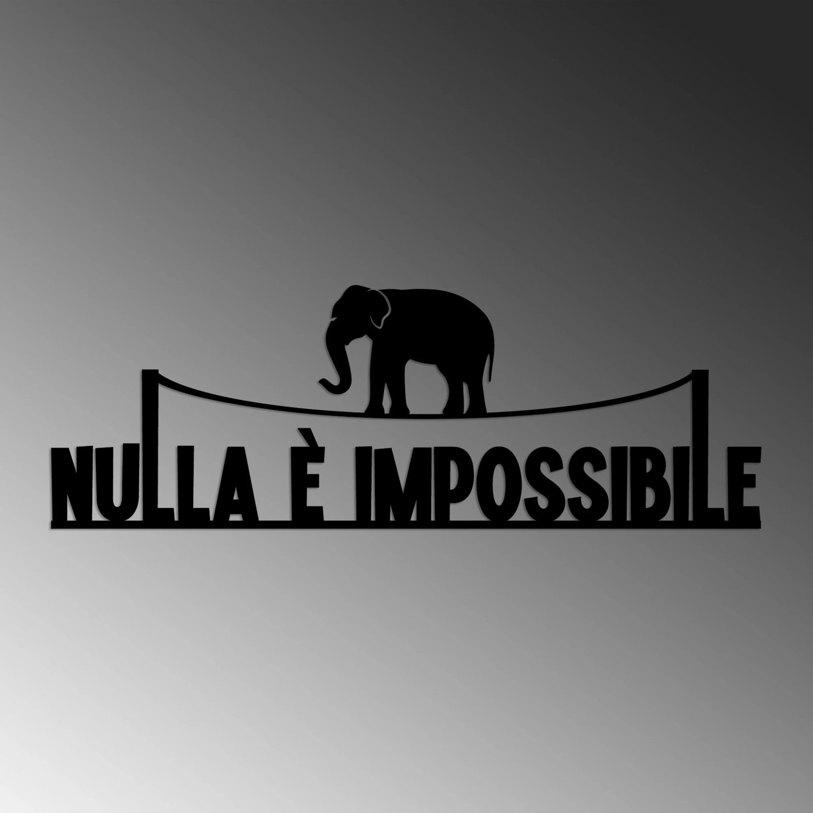 Aksesor dekorativ metalik për mur, Nulla è Impossible 1, ngjyrë e zezë, 60x20cm