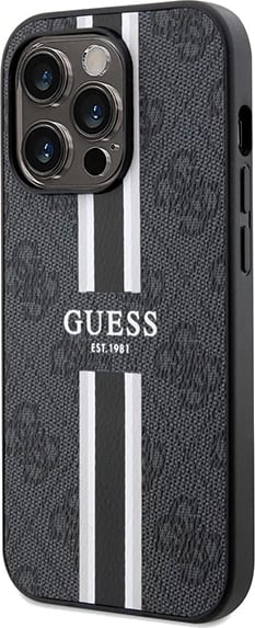 Mbështjellës Guess 4G Printed Stripes MagSafe për iPhone 15 Pro Max, i zi