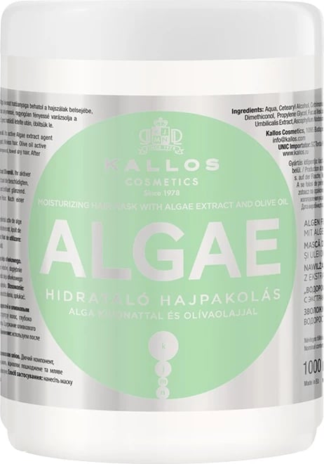 Maskë për flokë Kallos Algae Moisturizing Hair Mask për femra 1000ml