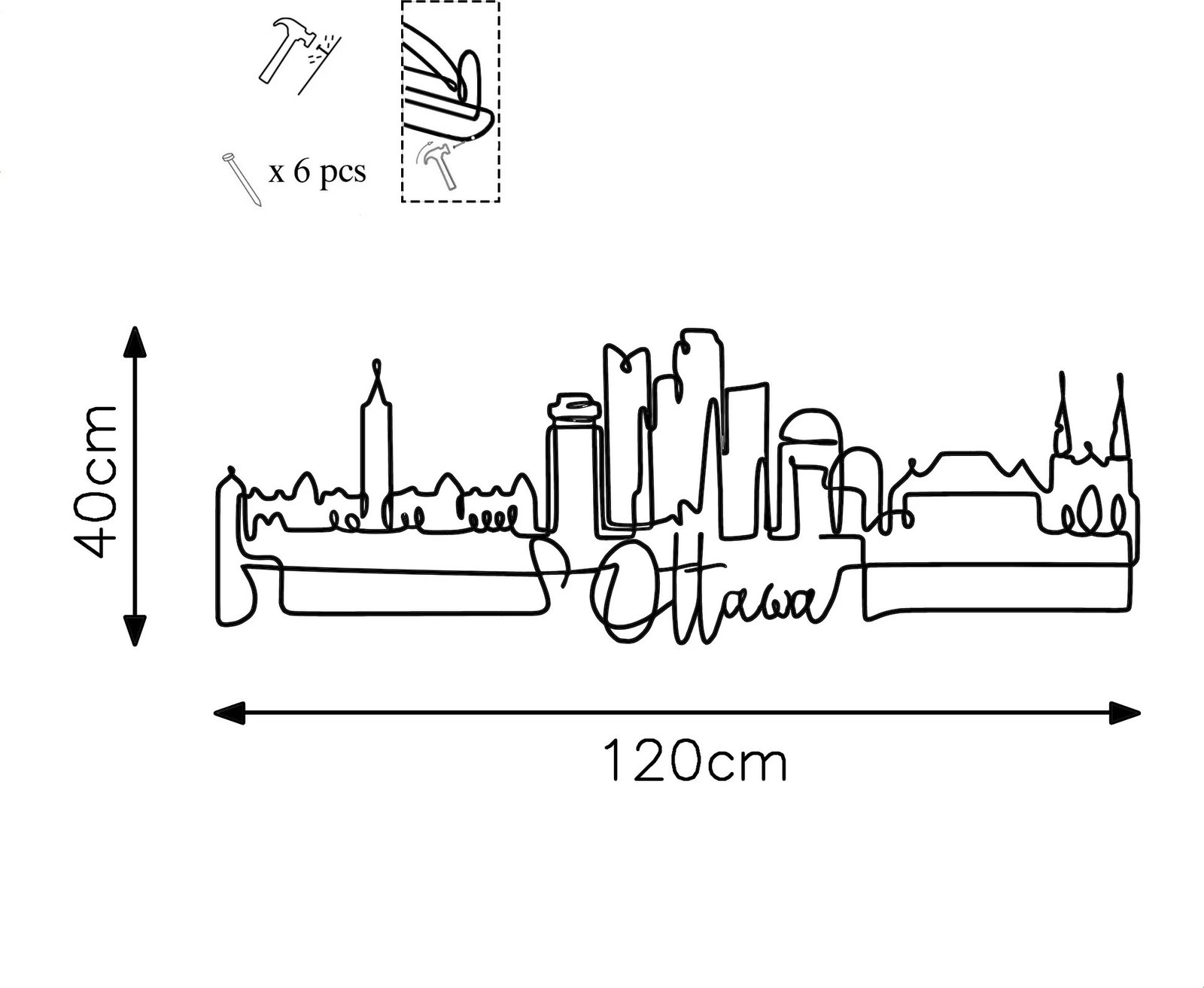 Aksesor metalik dekorativ për mur Wallity, Ottowa