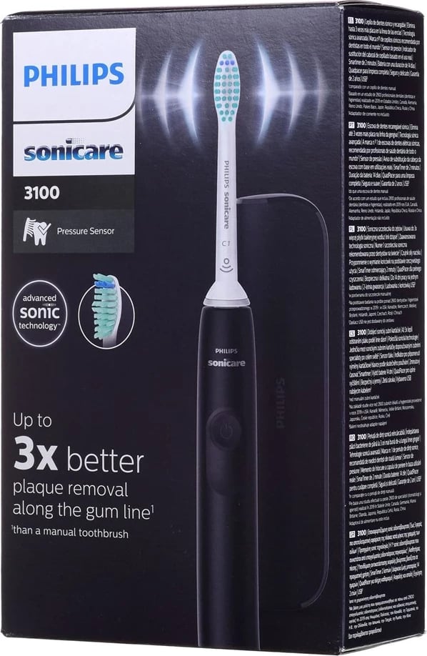 Furçë dhëmbësh elektrike Philips 3100, Sonic, HX3673/14, E zezë