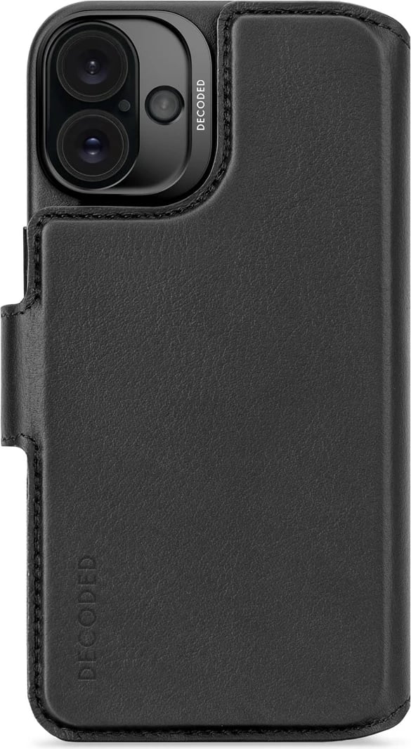 Mbështjellës lëkure Decoded portofol i ndashëm për celular, për Apple, 17 cm (6.7"), i zi