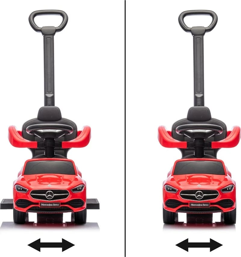 makinë ride-on për fëmijë, Milly Mally, Mercedes C-Class Deluxe, me dorezë drejtuese dhe barrierë të heqshme, sedilje eko-lëkurë, goma gome, ngarkesa max 25 kg, e kuqe