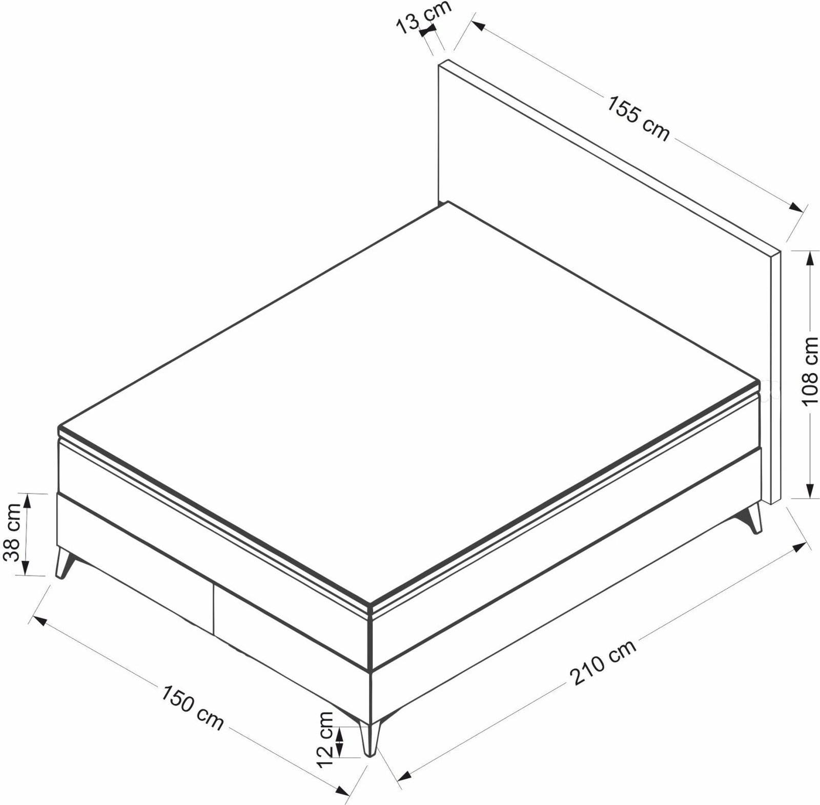 Bazë dhe shpinore krevati dopio, ngjyrë portokalli, Skye Decor, 150x200 cm