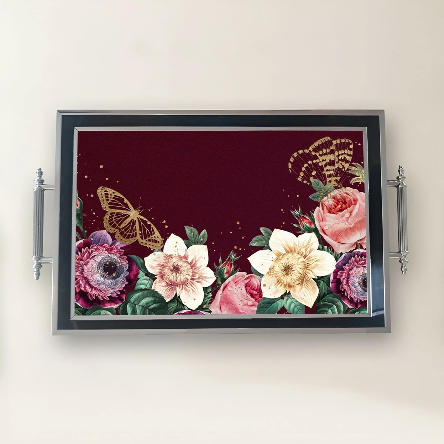 Tabaka qelqi me dizajn lulesh, Aberto Design, TPG9825, shumëngjyrëshe Tabaka qelqi me dizajn lulesh, Aberto Design, TPG9825, shumëngjyrëshe