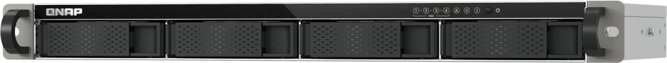 NAS QNAP TS-433eU, 4 slote, 4 GB RAM, Rack 1U, Pa disqe, Dy porta 2.5GbE, Zi