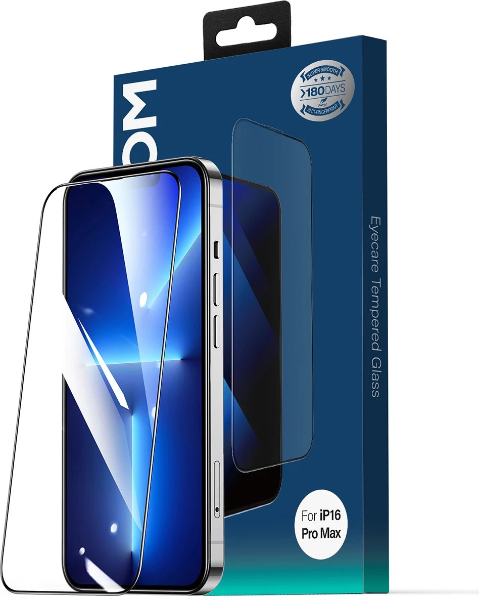 Xham mbrojtës Joyroom JR-MLG0287 2.5D, për iPhone 16 Pro Max, Anti-Blue Light, Dustproof, kornizë e zezë