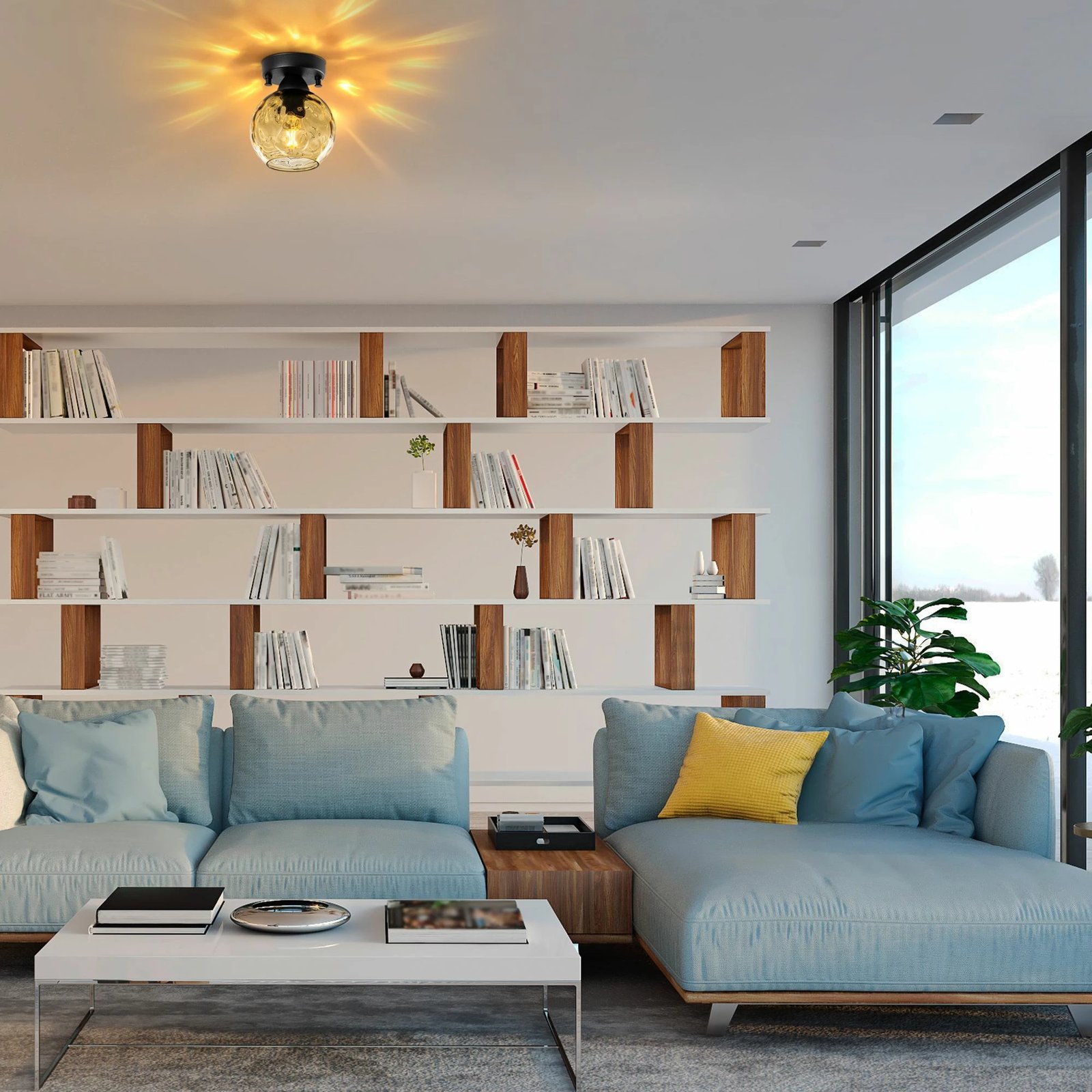 Llambë tavani Opviq Benek, e verdhë dhe e zezë, 15x15x18cm