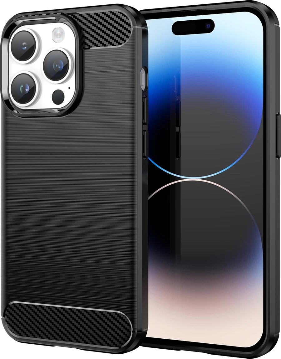 Mbështjellës Hurtel Carbon Case për iPhone 14 Pro, TPU, i zi