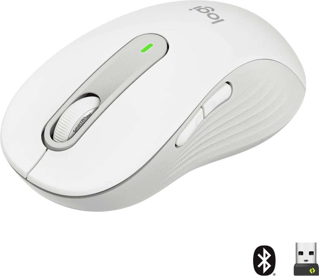 Maus Logitech Signature M650 L 910-006238 wireless Bluetooth + USB nano, bardhë