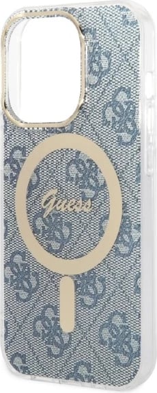 Set mbështjellës Guess GUBPP14XH4EACSB me karikues wireless për iPhone 14 Pro Max 6.7", blu
