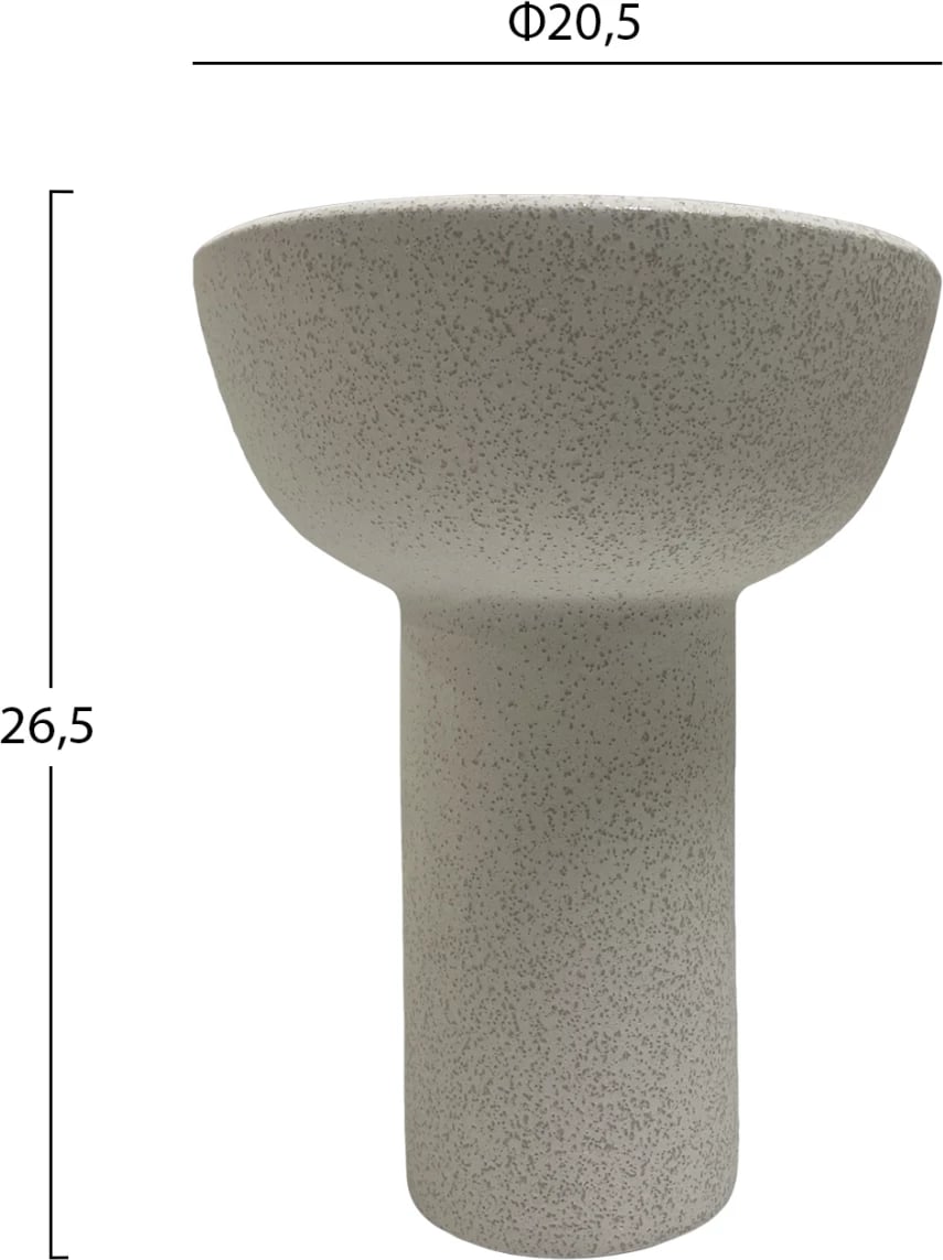 Dekor tavoline prej qeramike ELENDIL FH4603.01 ngjyrë e bardhë e zbehtë me kristalizim Φ20.5x26.5Hcm