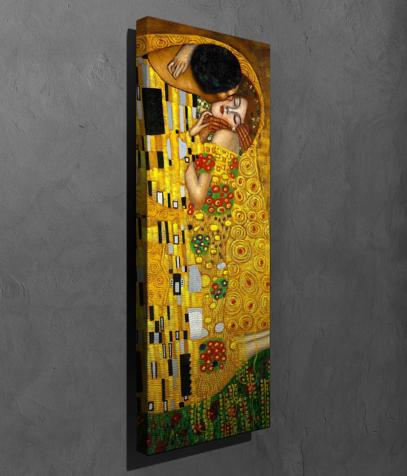 Pikturë dekorative në kanavacë, The Kiss, Gustav Klimt, shumëngjyrëshe, PC141, 30x80cm