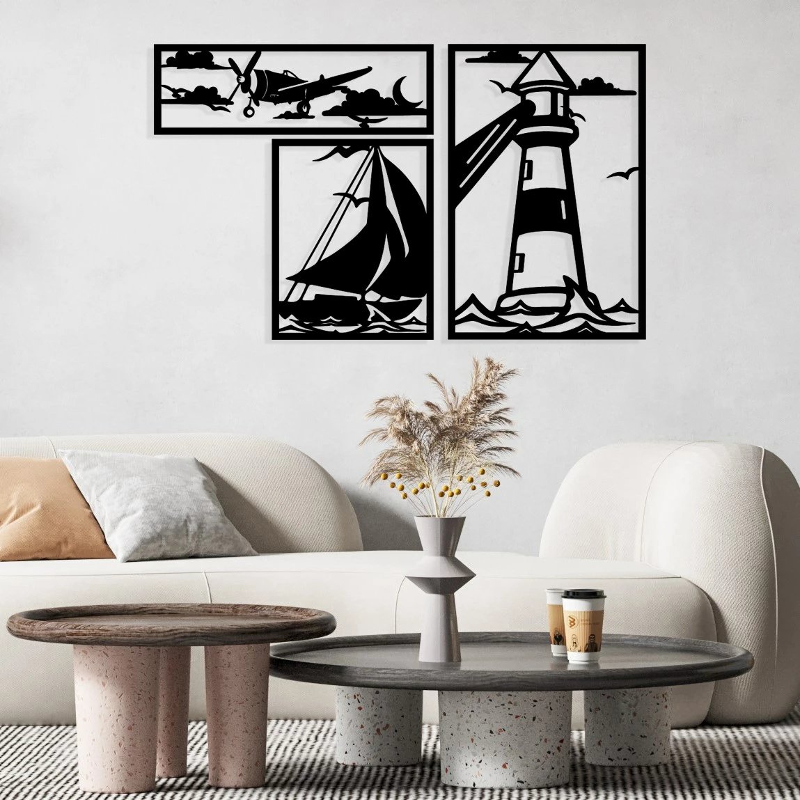 Aksesor dekorativ metalik për mur, Wallity, Abadda, ngjyrë e zezë, 72x43cm