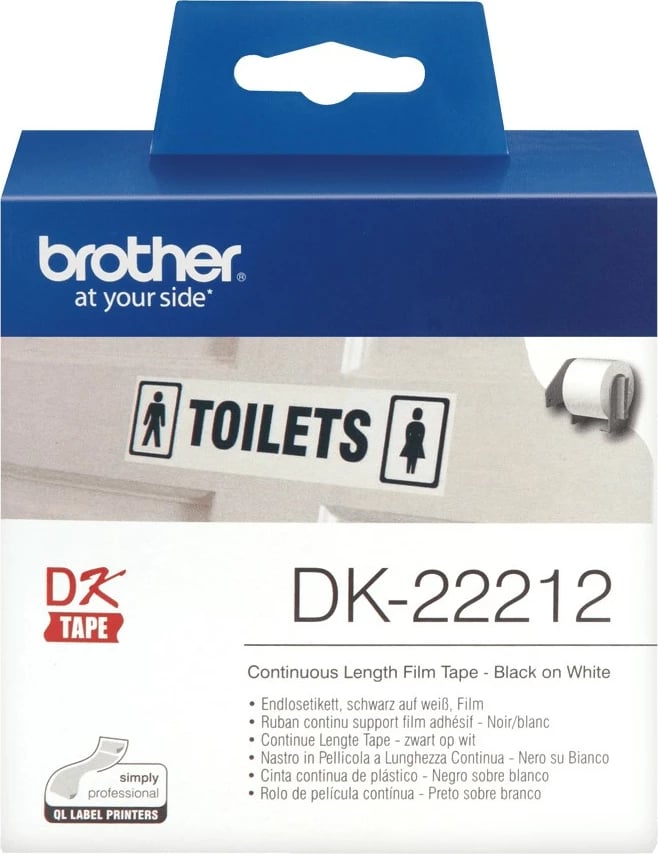 Etiketa Brother DK-22212, për P-Touch, rrotullë, zi në bardhë