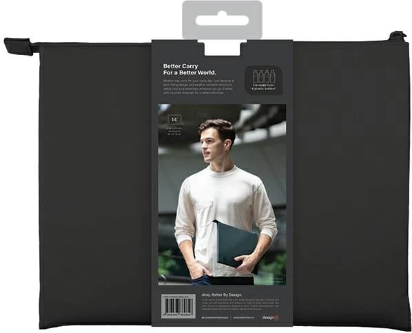 Mbështjellës laptopi UNIQ Lyon, deri 14 inç, rPET, i zi