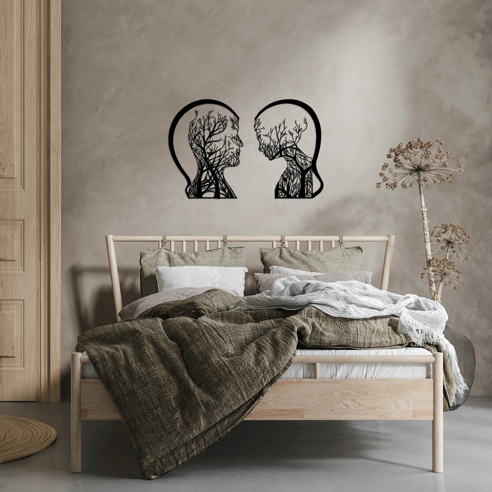 Aksesor dekorativ metalik për mur, dy pjesë, njeri dhe grua, Wallity, ngjyrë e zezë, 52x70cm & 47x70cm