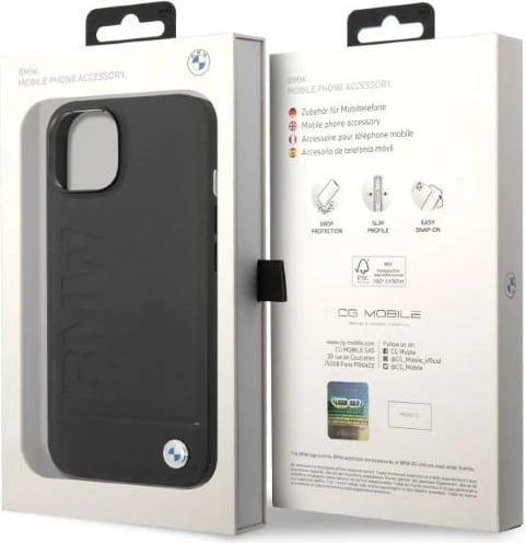 Mbështjellës BMW BMHMP14MSLLBK për iPhone 14 Plus, hardcase, MagSafe, zi