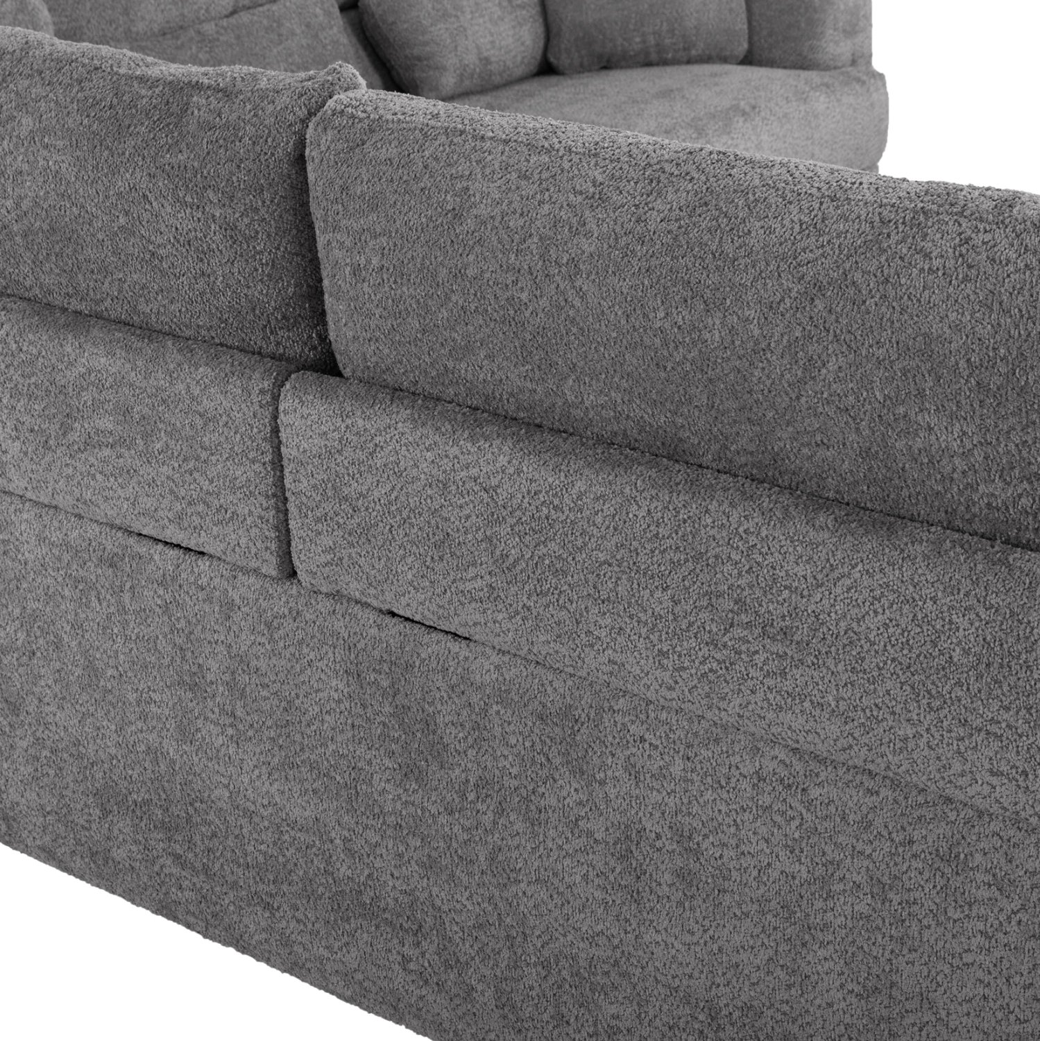 Divan qoshe SYMMET FH3269.03, pëlhurë gri, këmbë antracit me shkëlqim, 314x236x90-102H cm