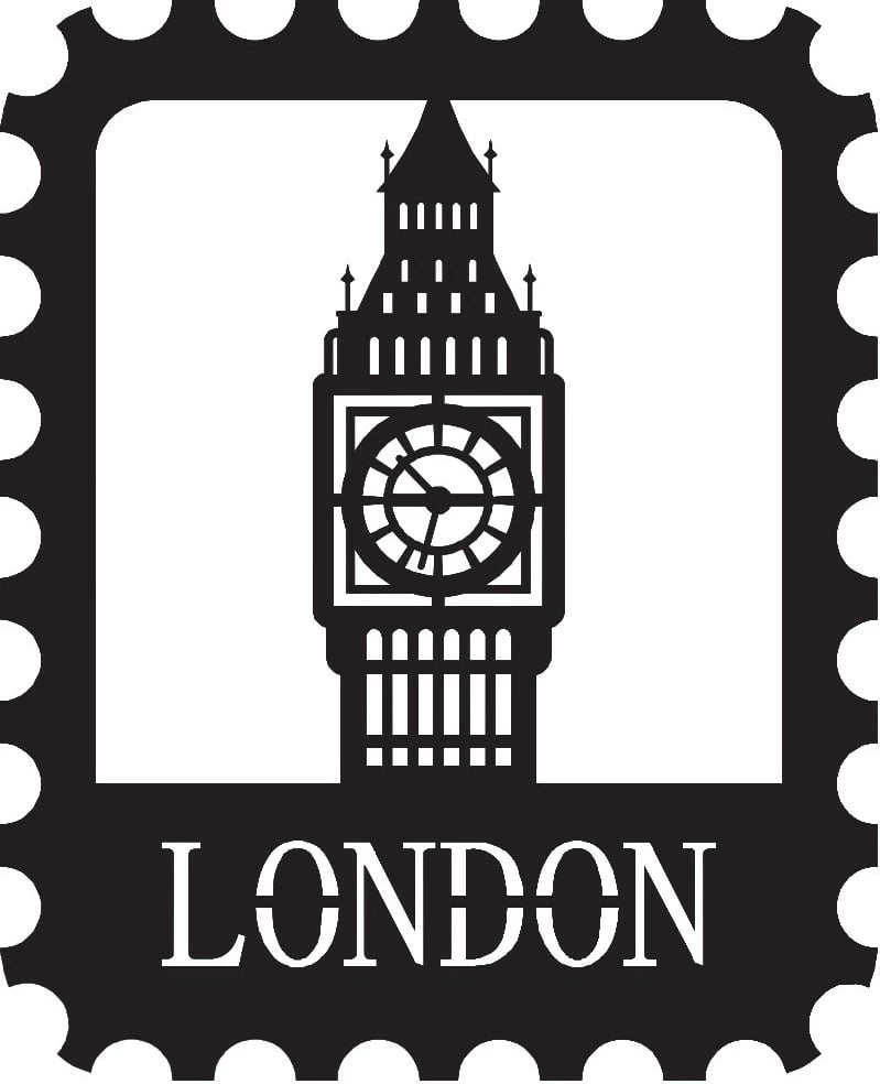 Aksesor dekorativ metalik për mur, Wallity, pullë Londër