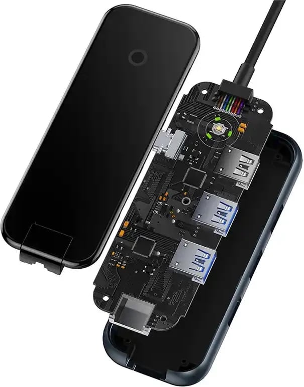 Kasë Baseus AcmeJoy 5-Port HUB Adapter USB-C, 2x USB 3.0, USB 2.0, USB-C PD, RJ45, Gri