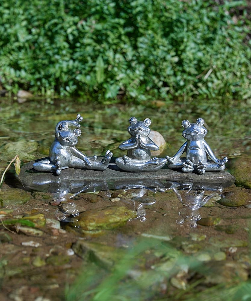 Set dekorativ bretkosash, 3 copë, polirezine, ngjyrë argjendi, 16x8x11 cm