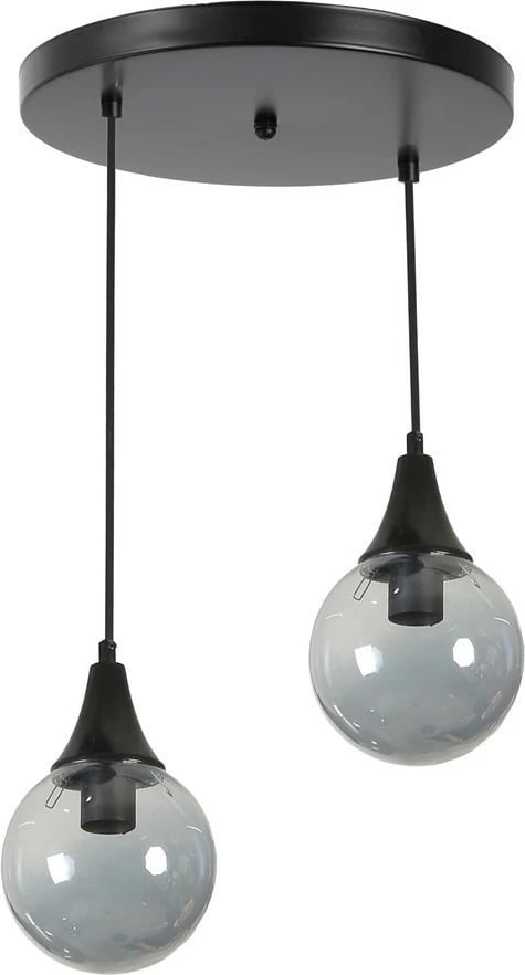 Llambë tavani Opviq Afra 2, metal e xham, ngjyrë e zezë dhe fume