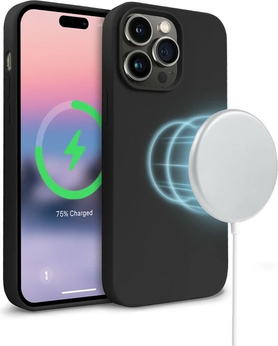 Mbështjellës CRONG Color Cover Magnetic për iPhone 14 Pro Max, MagSafe, i zi