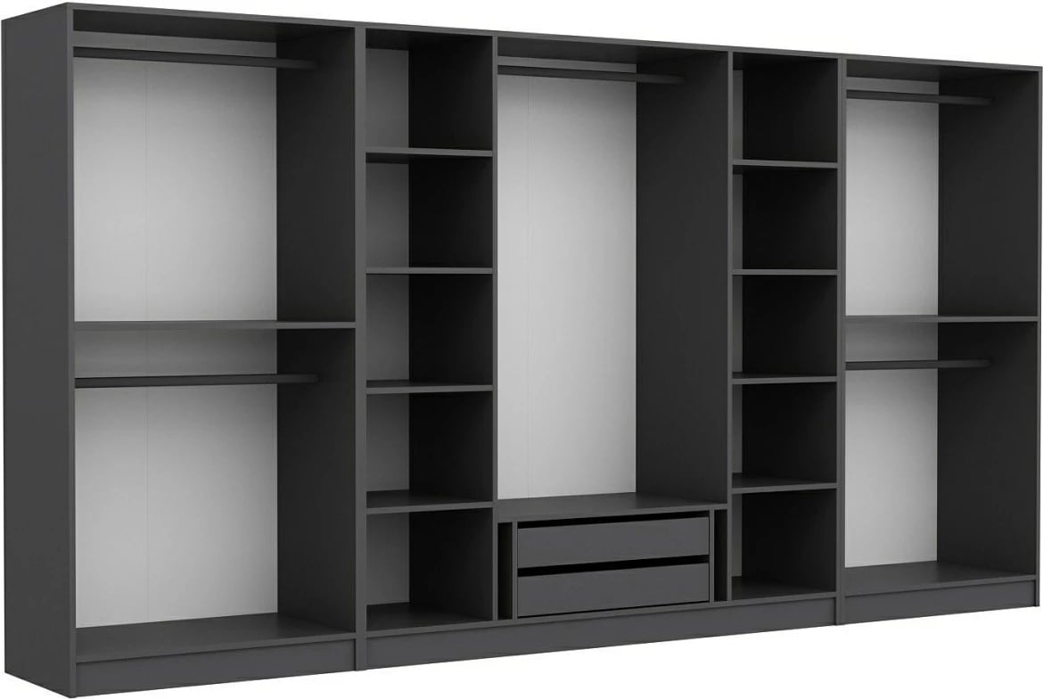 Dollap Skye Decor, ngjyrë antracit, 360x210x52cm, 8 pjesë