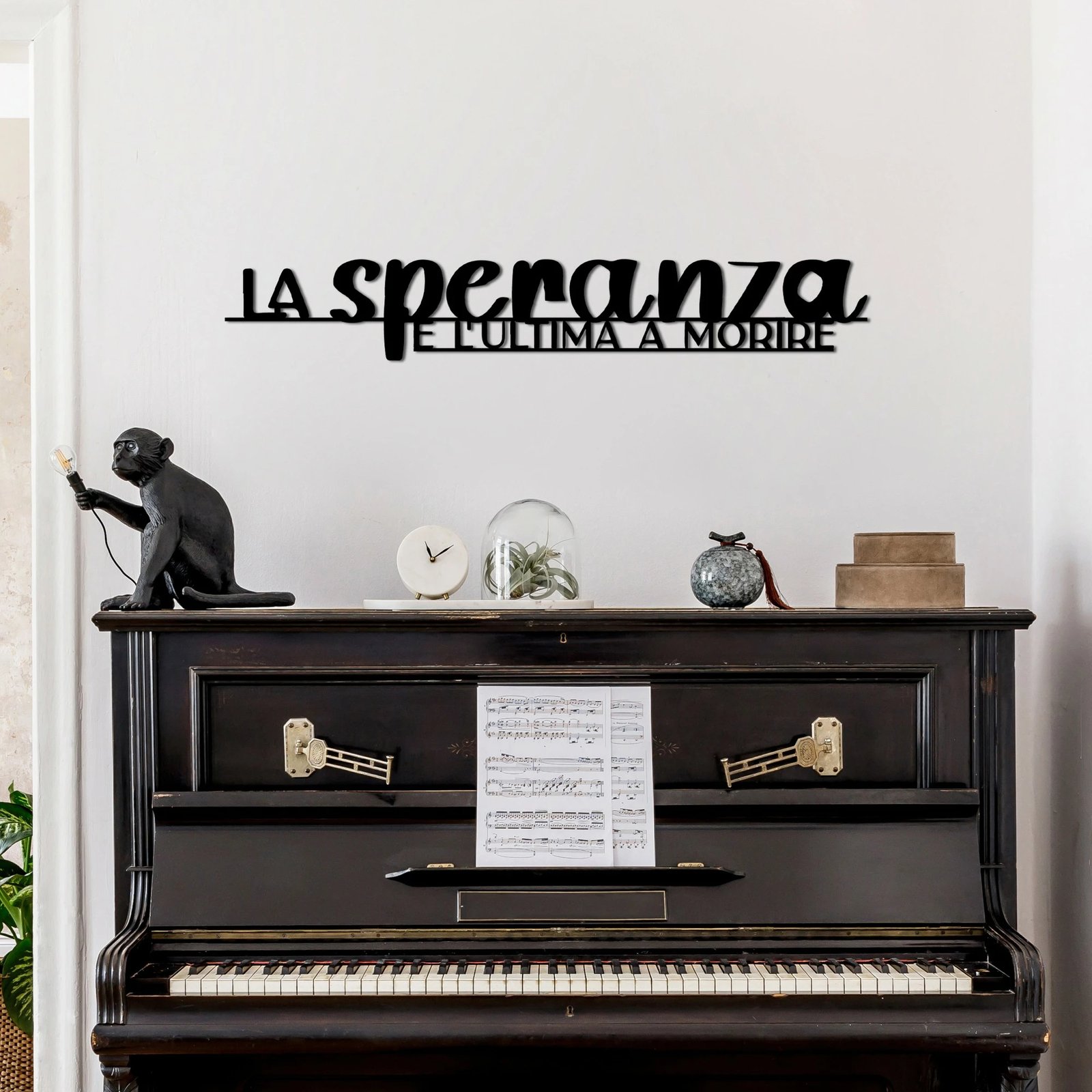 Aksesor dekorativ metalik për mur, Wallity La Speranza 1, ngjyrë e zezë, 86x14cm