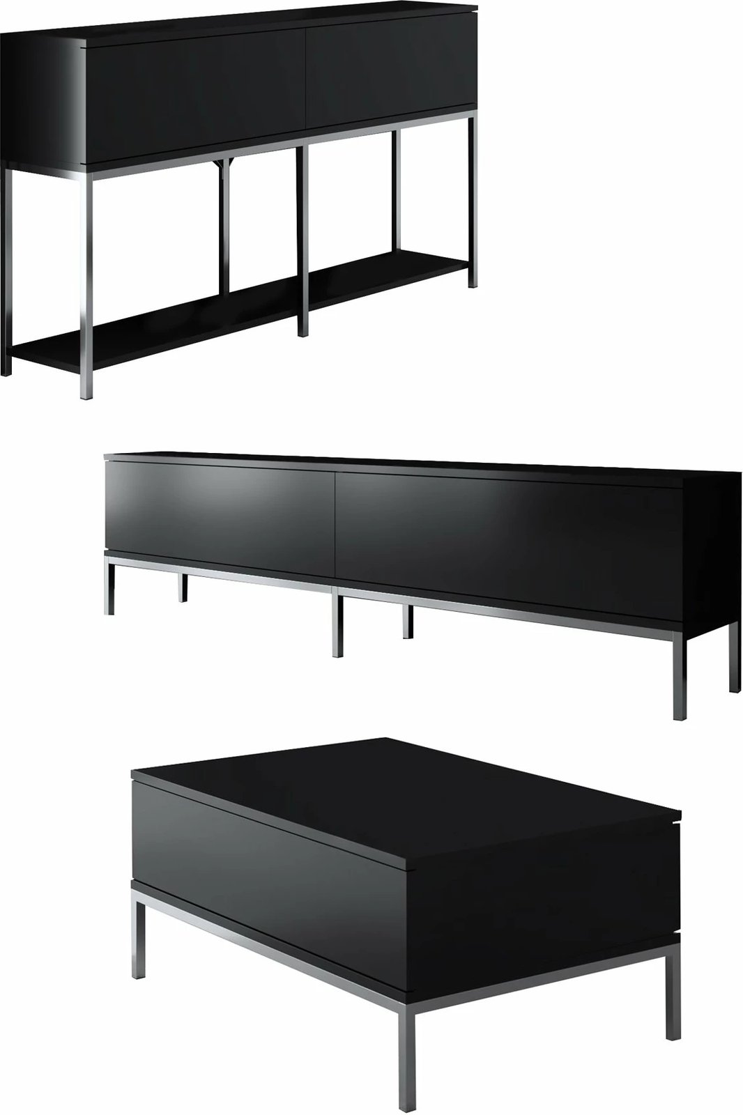 Set mobiljesh për dhomë dite, Hanah Home, Lord, e zezë, argjend