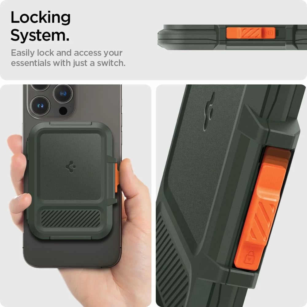 Mbështjellës Spigen Lock Fit MagSafe për karta, i gjelbër