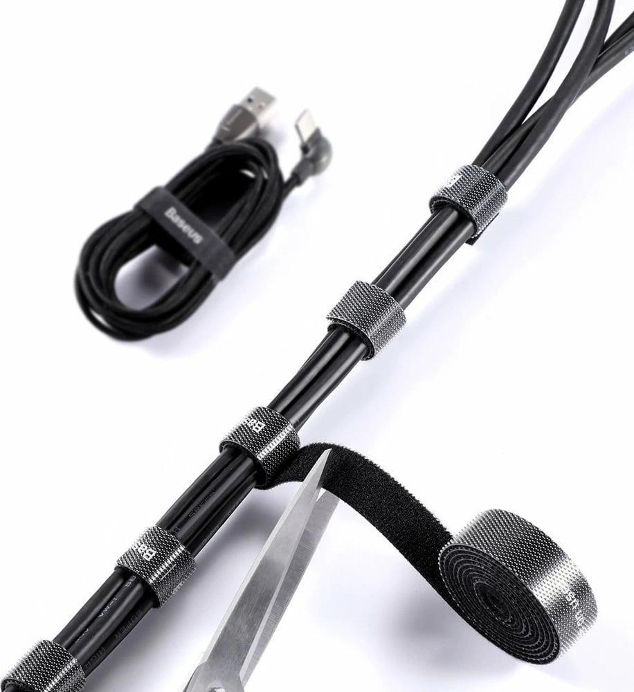 Shirit velcro Baseus ACMGT-E01 për organizim kabllosh, 1m, i zi