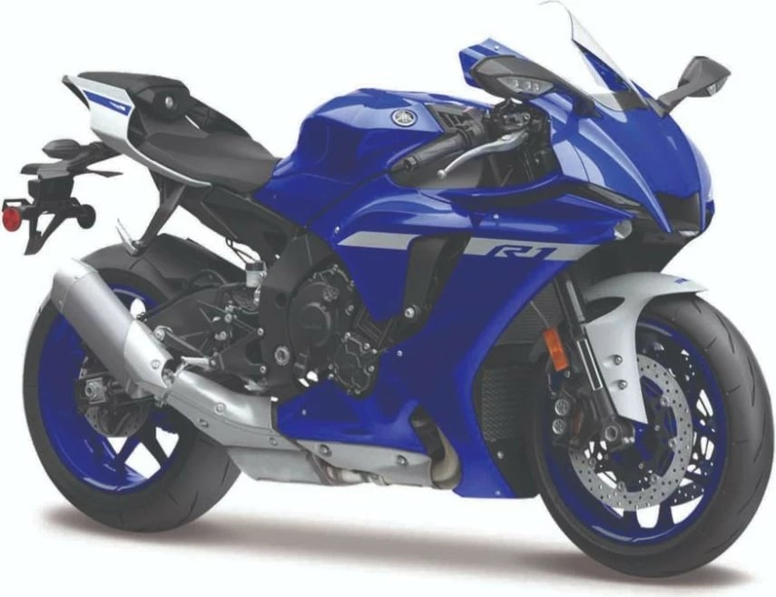 Model motor Maisto Yamaha YZF-R1 2021, 1:18, e zezë/blu, me qëndrim