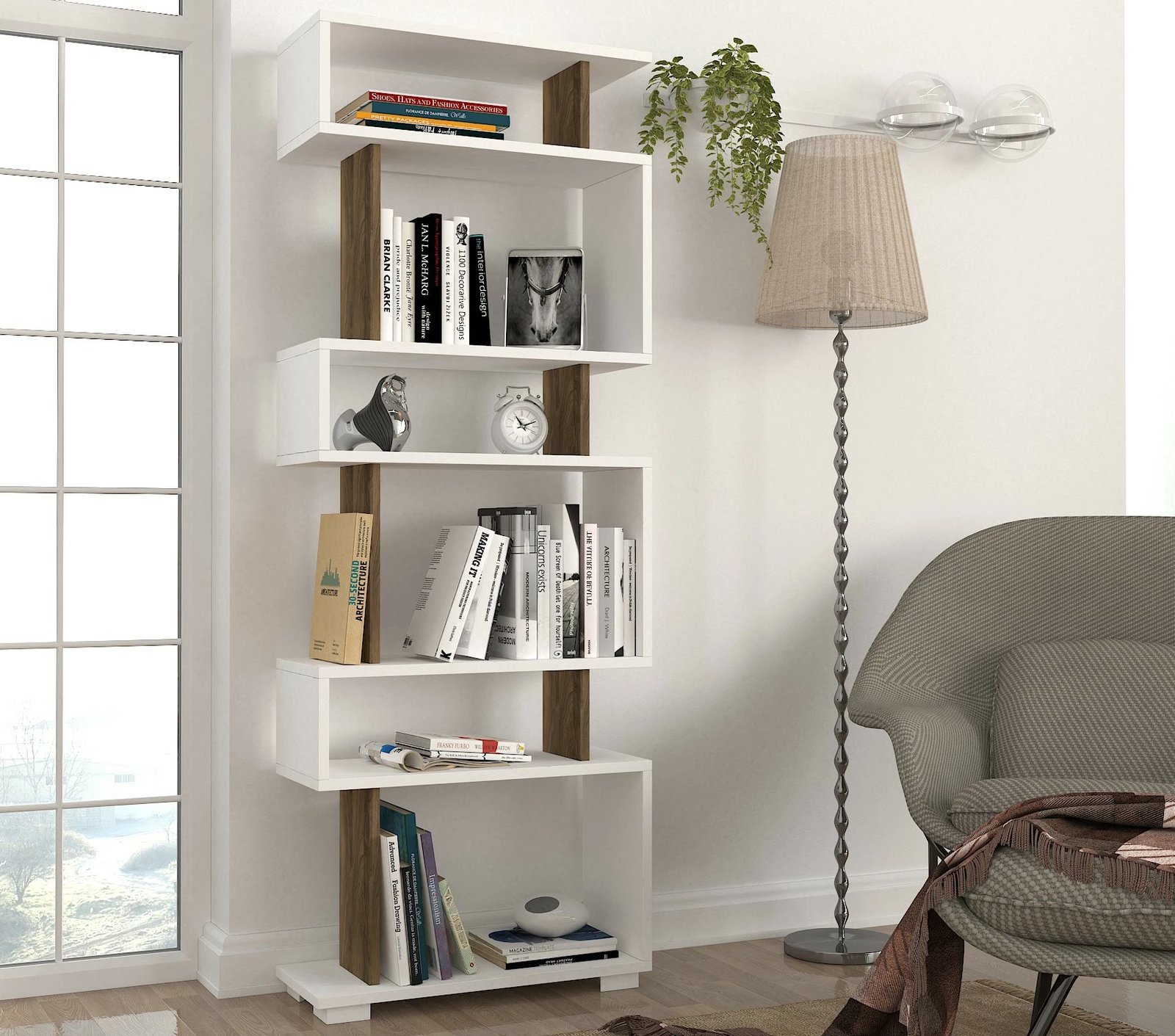 Raft librash Hanah Home, Blok, bardhë-dru arre