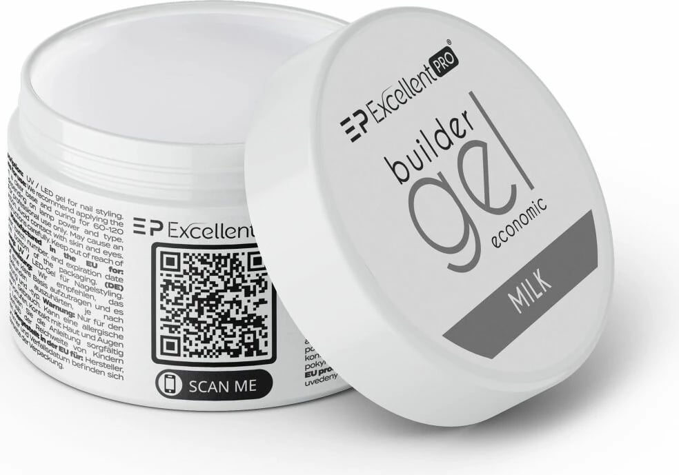 Xhel ndërtues për thonj Excellent PRO Builder Gel Economic Milk për femra, 50g, qumështi