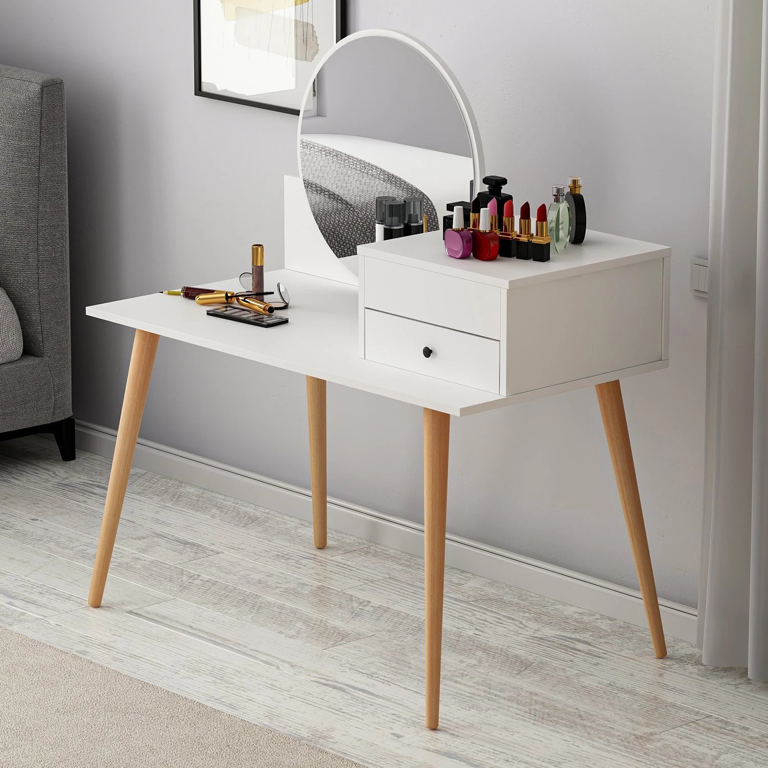 Tavolinë grimimi Hanah Home, Angel, e bardhë