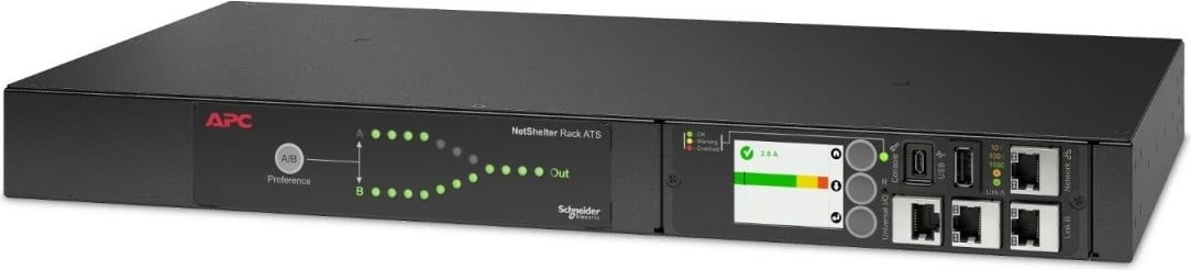 Switch ATS për rack APC AP4421A, 2000 VA, 230V, 10A, 12x IEC-C13, i zi
