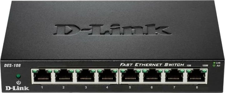Switch D-Link DES-108/E 8 porte 10/100 Mbps Fast Ethernet, i zi