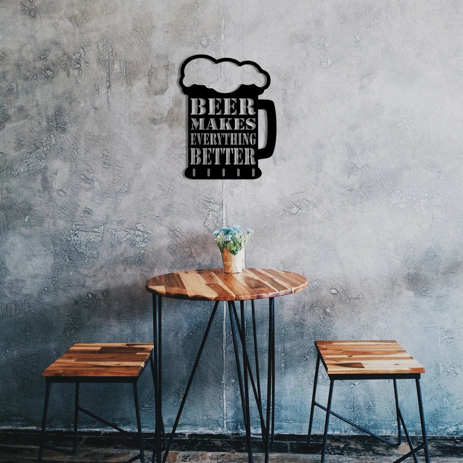 Dekor metalik për mur, Wallity, motiv birre, ngjyrë e zezë