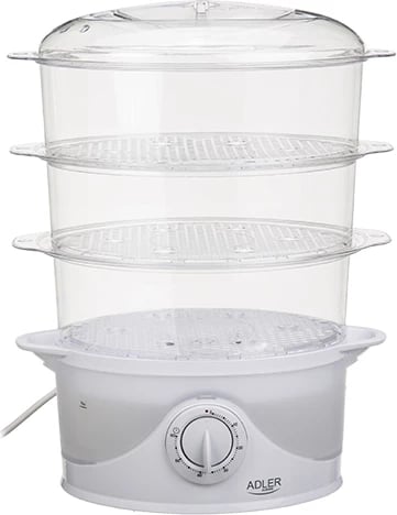 Gatues me avull elektrik, Adler AD 633, 800 W, 9 L, 3 shtresa, i bardhë Gatues me avull elektrik, Adler AD 633, 800 W, 9 L, 3 shtresa, i bardhë
