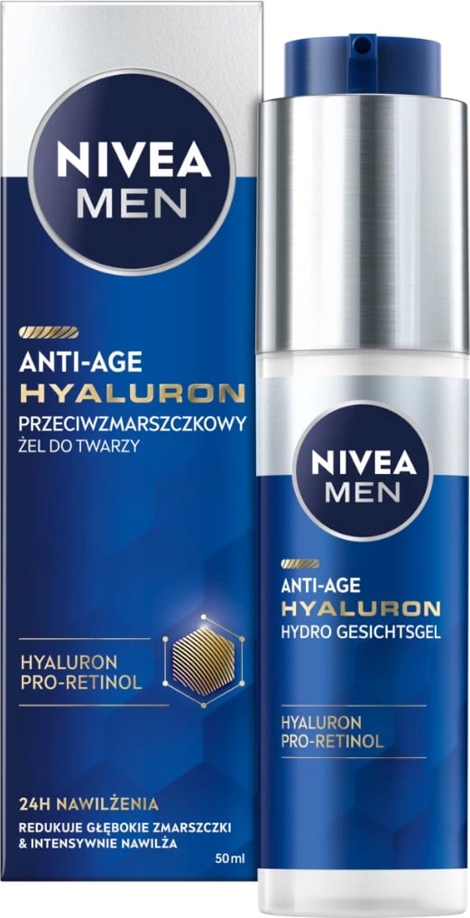 Xhel fytyre anti-rrudhë për meshkuj Nivea Hyaluron 50ml Xhel fytyre anti-rrudhë për meshkuj Nivea Hyaluron 50ml