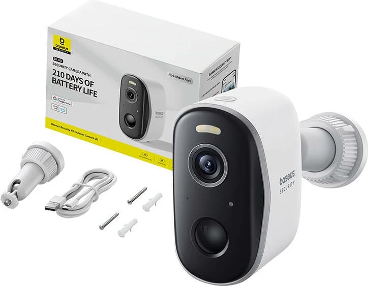 Kamerë sigurie Baseus N1, 2K, Wi-Fi, me bateri, e bardhë