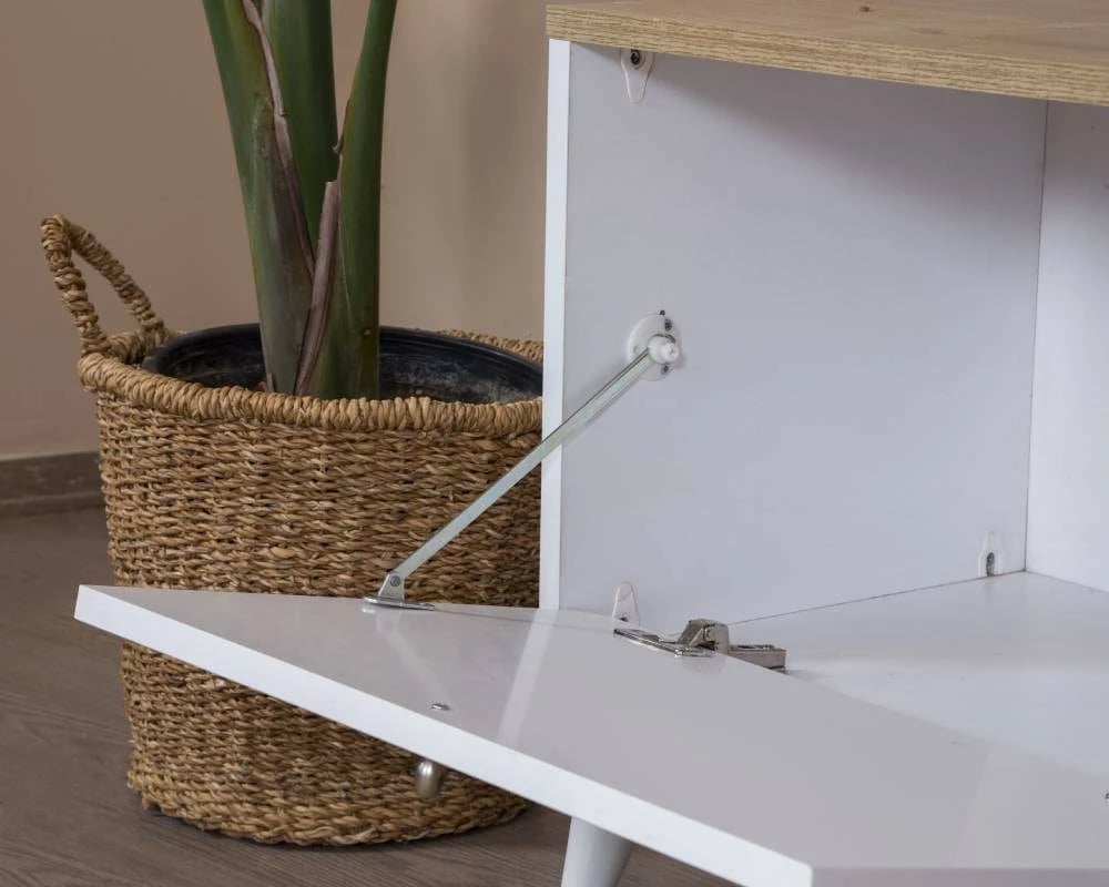 Komodë TV Skye Decor, montim, e bardhë, lis